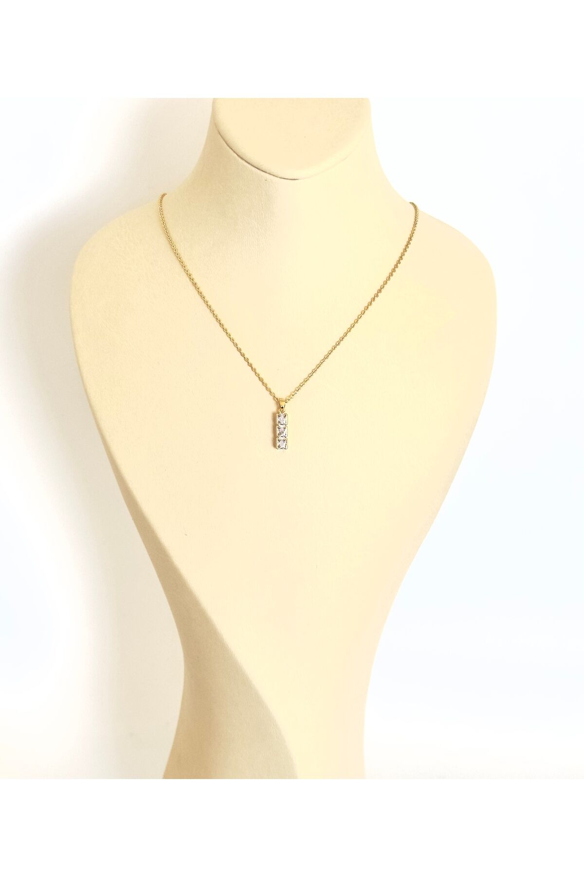 Xuping Zirkon Taşlı Tria Kolye Altın - 50 Cm
